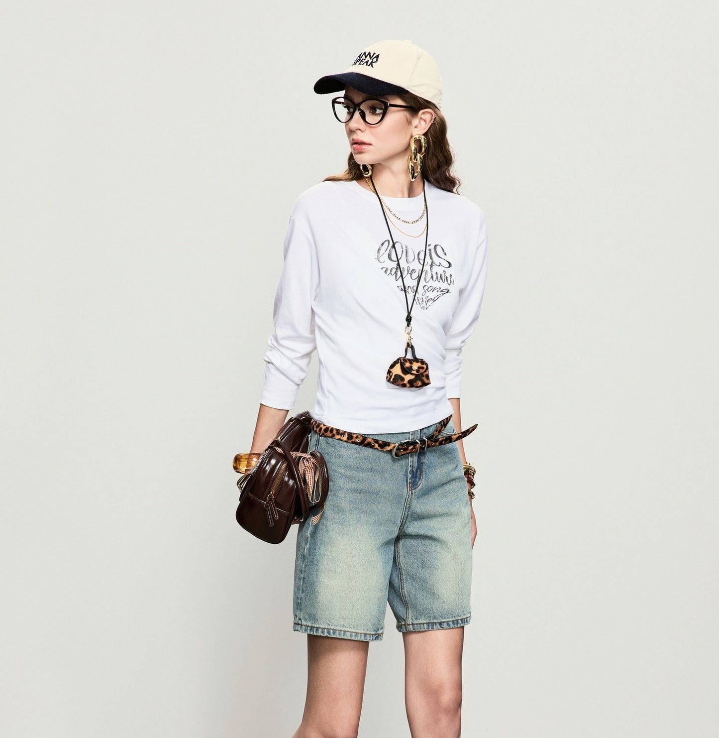 ANNASPEAK  denim Bermuda denim shorts-WAA.