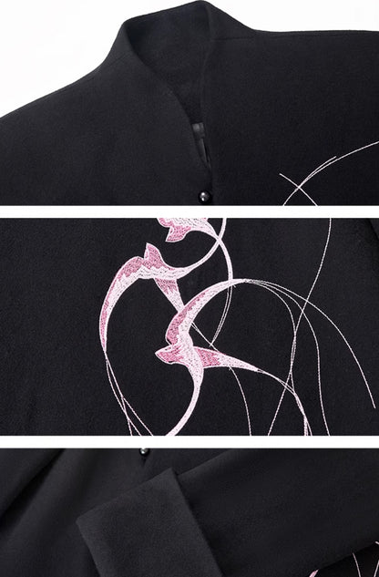 HECO Swallow embroidery tweed black Jacket Women - sinc.