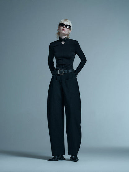 ANNAKIKI casual four-pointed star cut-out slim top-KAIYA