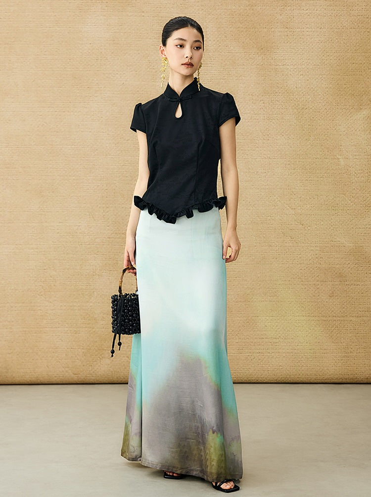 HECO Chinese Blended Temperament Silk Drape Hip Skirt - SOULS .