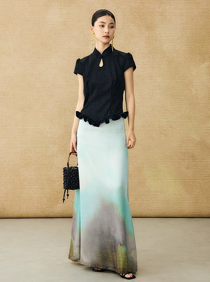 HECO Chinese Blended Temperament Silk Drape Hip Skirt - SOULS .