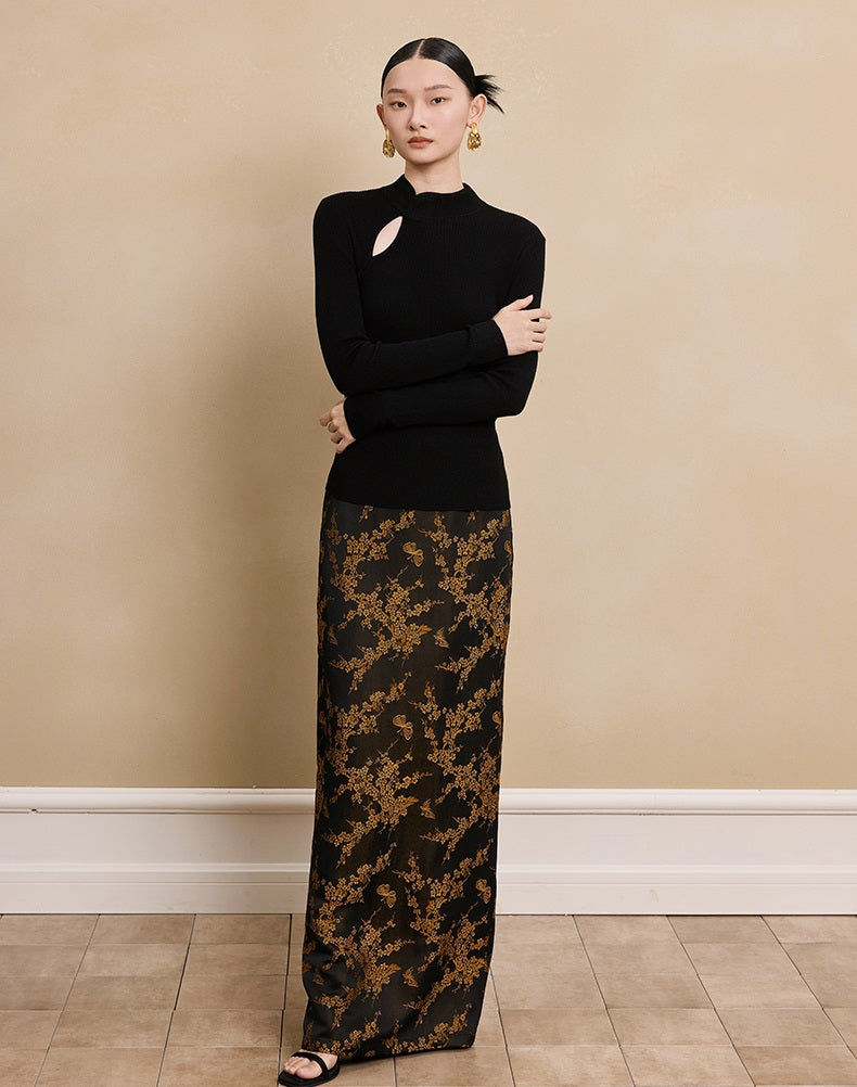 HECO Stand Collar red black white apricot Slim Bottom top Spring - treat.