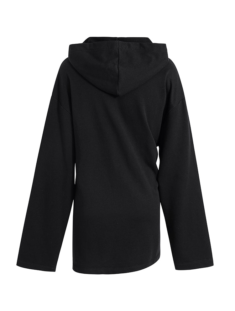 Autumn Winter luxury hoodie pinched pleated waist sweatshirt - kIC