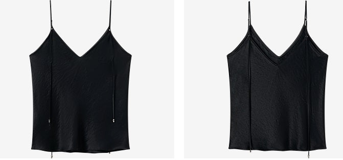 COMME MOI Lv Yan Designer Summer Women's Patchwork Satin V-Neck Sling - LEINANI.