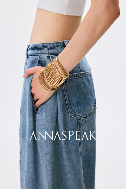 ANNASPEAK fashionable  cotton loose jeans-CHISA.