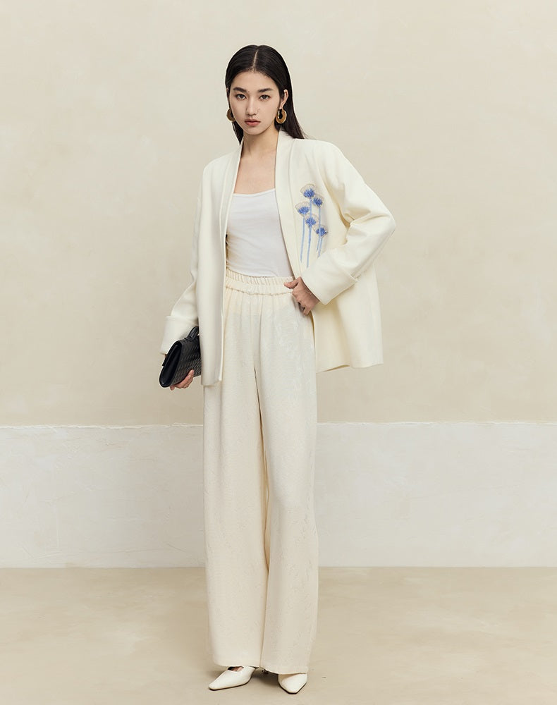 HECO Handmade Fan Bead Shoulder black white Blazer Women -sent.