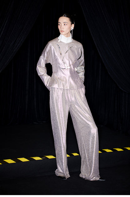 M essential Mackay designer Angan knit round neck waist cinched top loose pant - Sakl