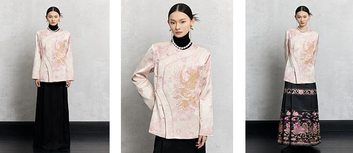 HECO 100% polyester pipa top  apricot phoenix tie-dye jacket women - guts.