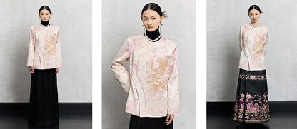 HECO 100% polyester pipa top  apricot phoenix tie-dye jacket women - guts.