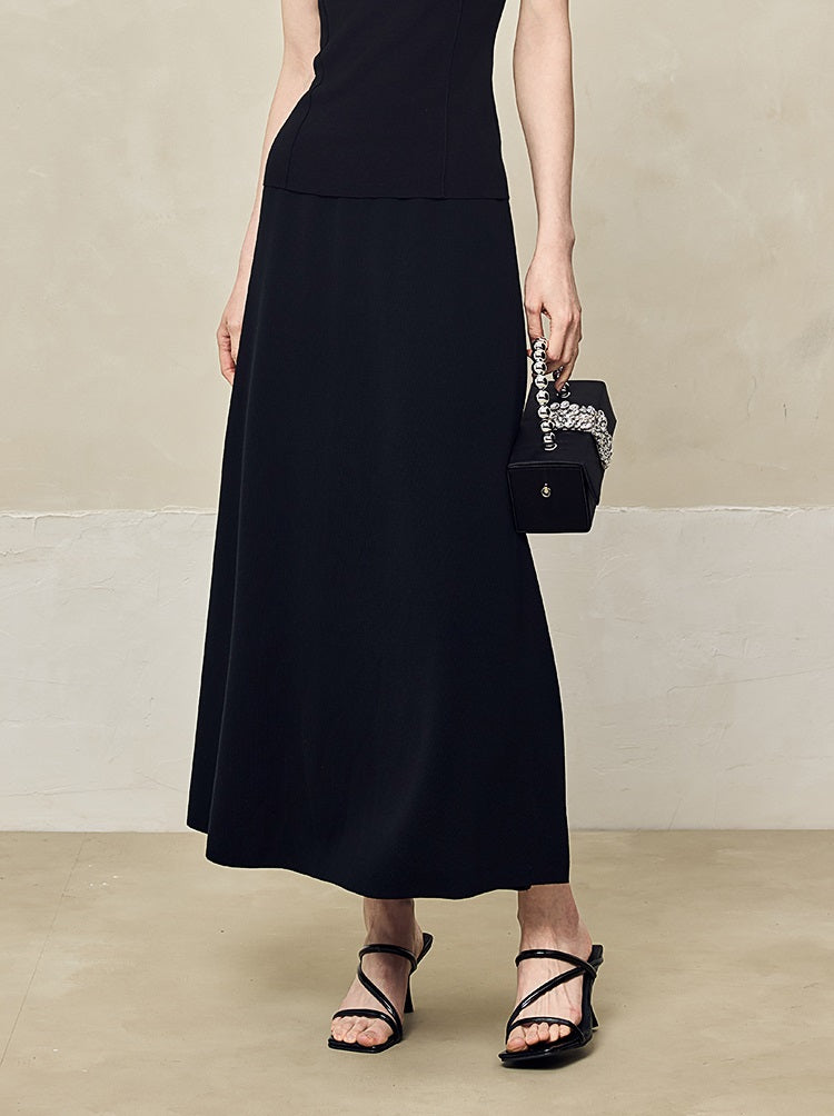 HECO High-waisted Draped Maxi Tencel Knitted Skirt - THERE.