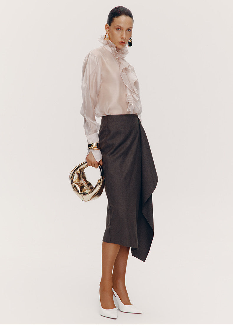 ATELIER MISS LU Court Wind Pleated Design Shirt Top - AUDIT