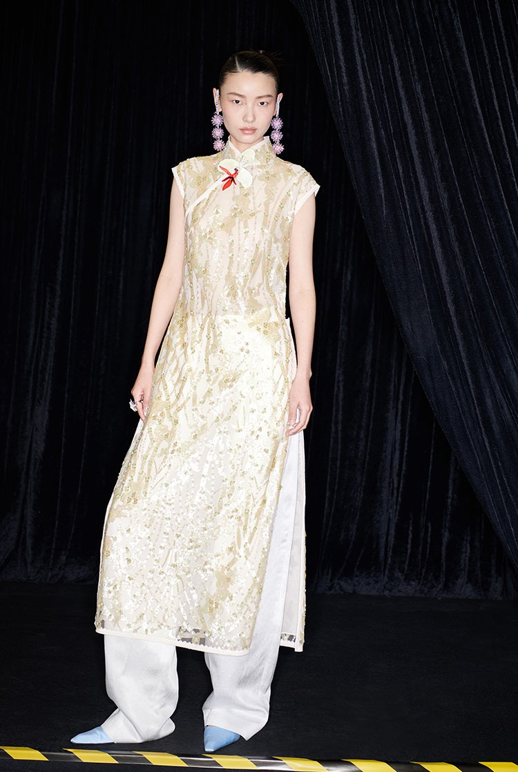 M essential Ma Kai designer brand Jinghui embroidered cheongsam long Dress - SANDRA.