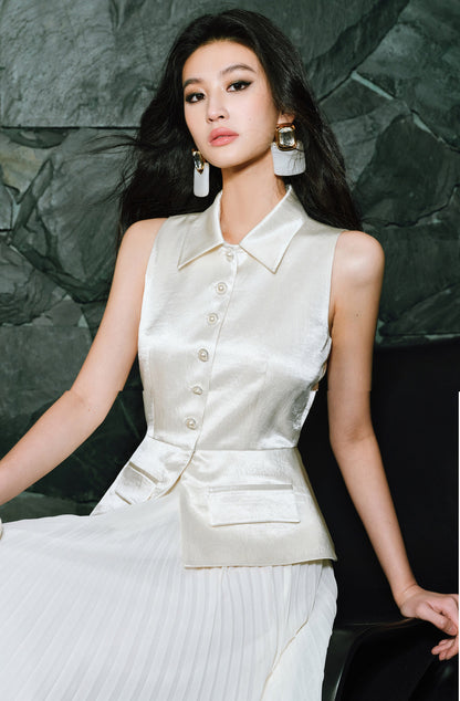 WANGXO Frost Pleat French Dress  - ESMEE.