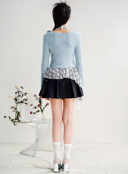 CHECOCRE Cute Three-dimensional Flower Blue Cardigan - ERICA