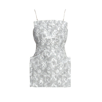 TINY IN chain irregular jacquard camisole women gray top-NANA