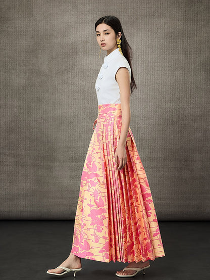 HECO Short Rose Sleeveless Mandarin Neckline Top - PRINCESS.