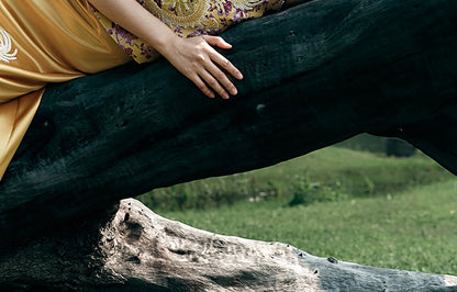 HECO Chinese Retro Style Embroidery Golden Dragon Stand-up Collar Vest Top  - QANT.