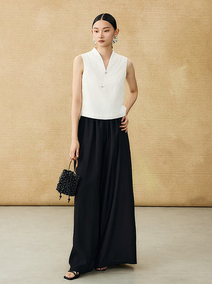 HECO Acetate High Waist Wide-leg Pants - TREY.