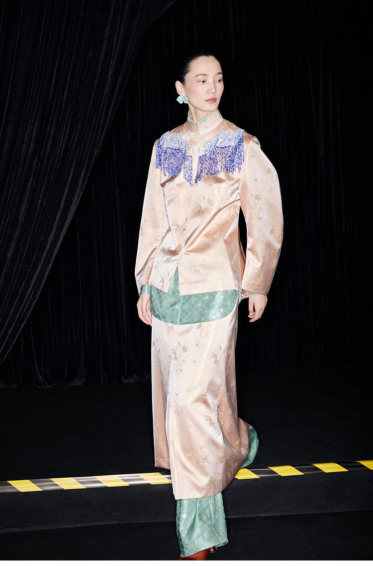 M essential Mackay designer brand Sea Cliff Tassel Beaded Shirt - plain.