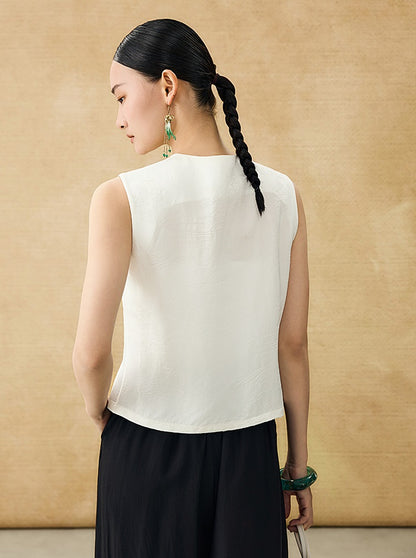 HECO Chinese Diagonal Jacquard Round Neck Vest - HOVER.