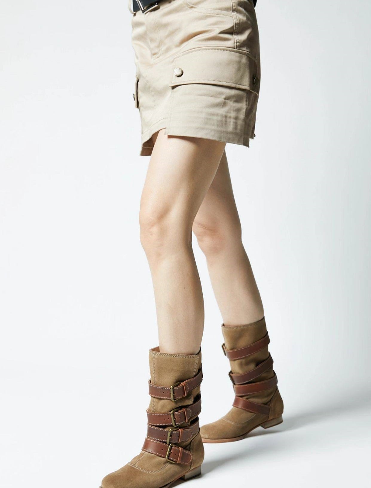 B-FEI Vintage Belt Buckle Denim Stack Boots- OKRE.