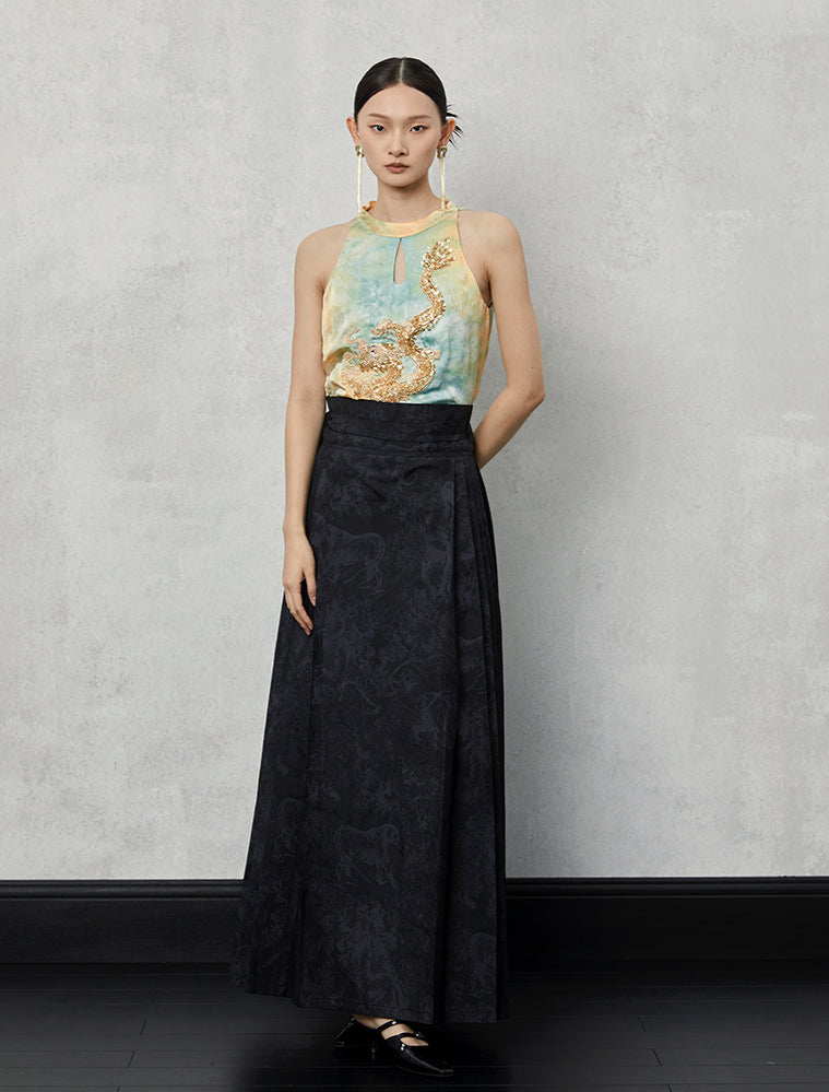 HECO silk tie-dye jacquard vest camisole top women - grat.