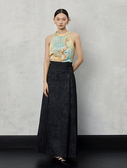 HECO silk tie-dye jacquard vest camisole top women - grat.