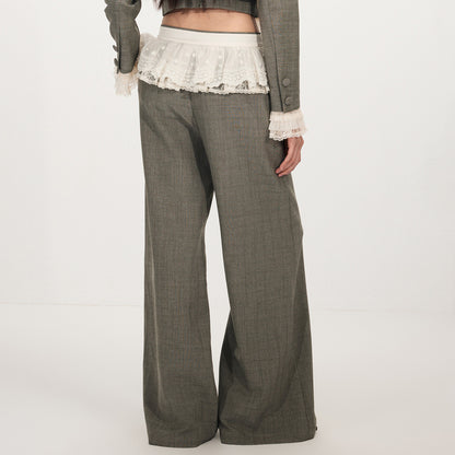 FAME Embroidered Trim Casual Straight Wide-leg Pants - LINNEA.