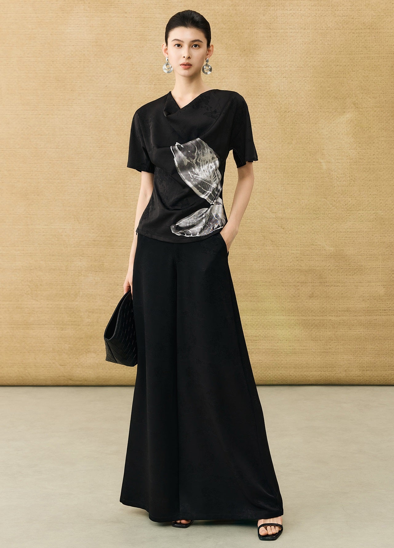 HECO Chinese high-end acetate jacquard drape slimming trousers - QUEEN.