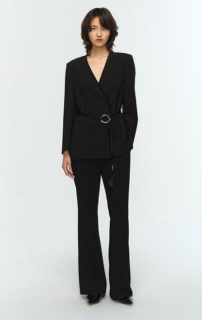COMME MOI Lu Yan designer's new women's classic black slim acetic bell bottoms - GREAT.