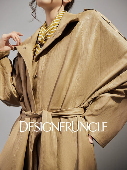 DGU "Twilight" khaki leather new high-end design commuter slimming top - GANT.