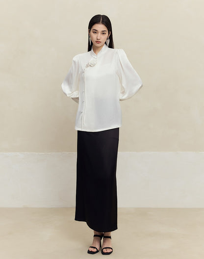 HECO Three-dimensional Handmade Stand-Up Collar Shirt Top Woman - all.