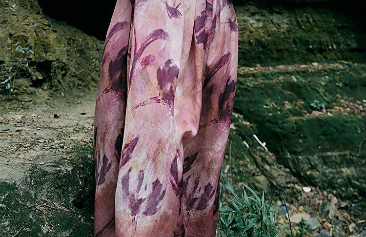 HECO Chinese Silk V-neck Dress Summer Elegant Floral Slim Long dress - GINE .