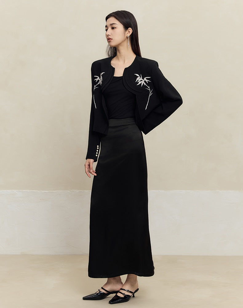 HECO acetate drape feeling thin long skirt women - great.