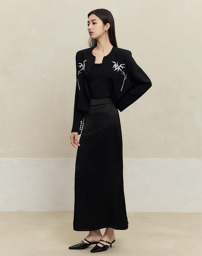 HECO acetate drape feeling thin long skirt women - great.