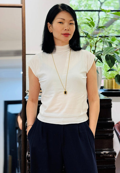 COMME MOI Lu Yan designer's new women's semi-turtleneck slim seamless knitted top - BRAIN.