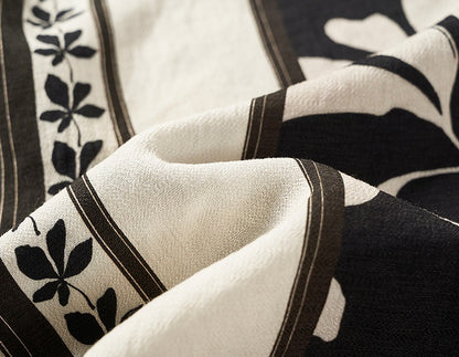 COMME MOI Lu Yan designer's black and white printed shirred dress - OAKLEY.