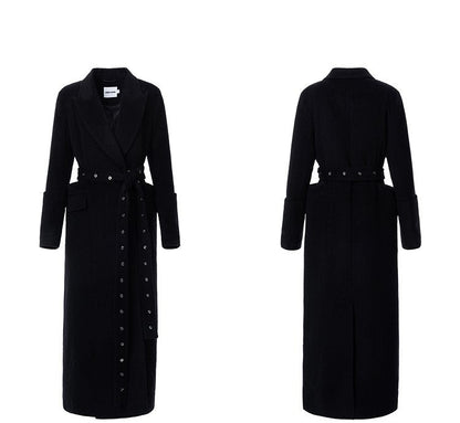 LEDIM W black wool long  autumn winter 3d coat -Lumi