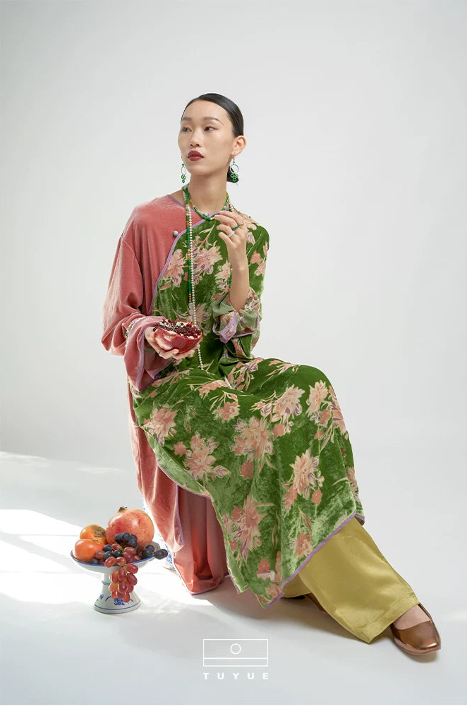 TUYUE Silk Velvet Carving Chinese Robe Dress- RICK
