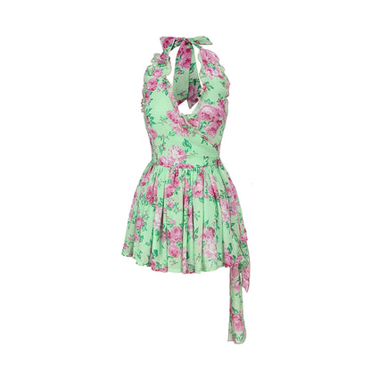 Le Palais Vintage is a silk wrap halter neck dress-GEE