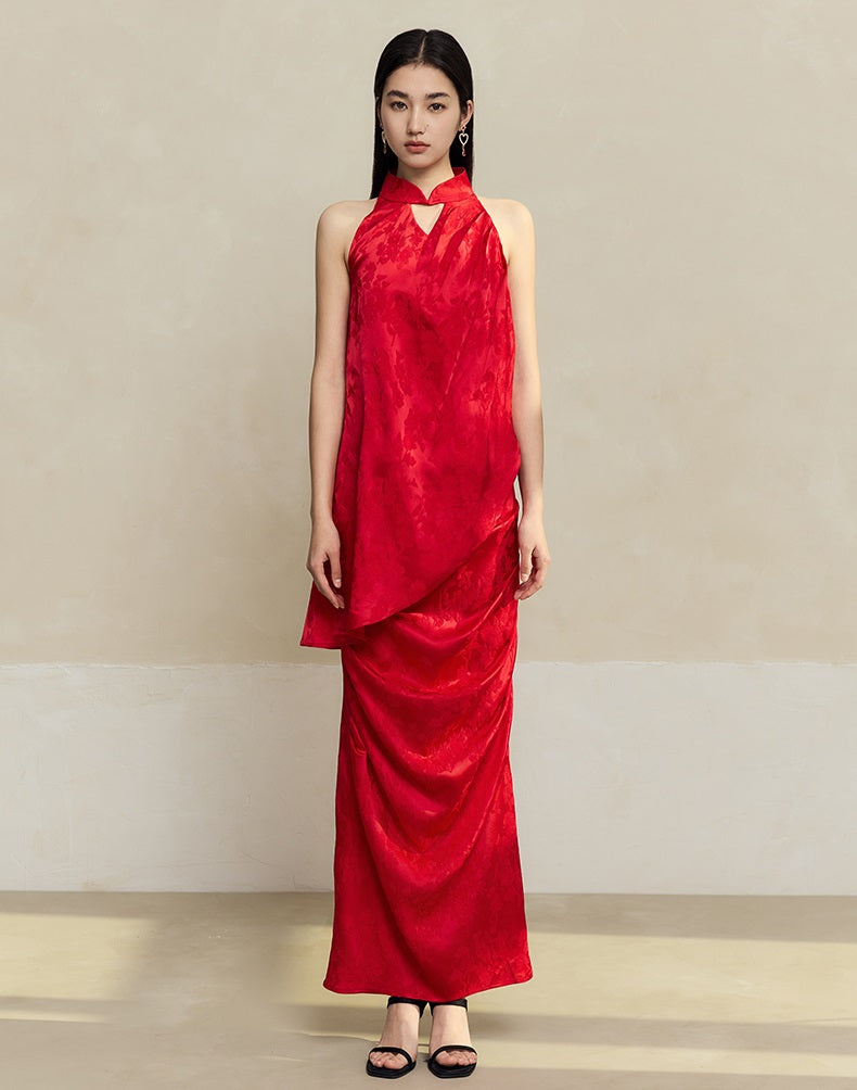 HECO Pleated red black white Skirt Slim High Waist Woman - glad.