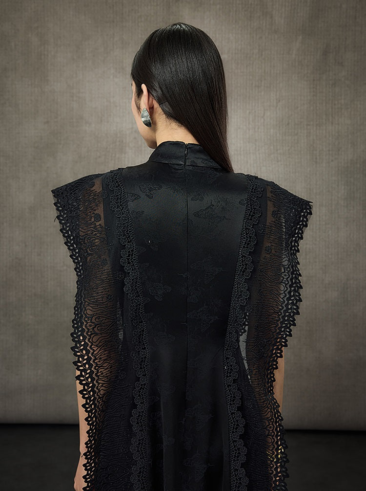 HECO Midi Stand Collar Ruffle Dress - FAIL.