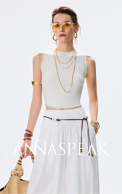 ANNASPEAK  breathable raw edge design knit vest cardigan-PORS.
