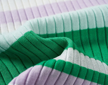 COMME MOI  summer colorful striped skinny wool knit vest top - HAZEL.