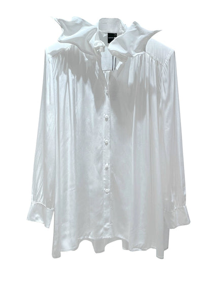 ANNAKIKI  25 summer acetate silk lace-up shirt-JINGENG