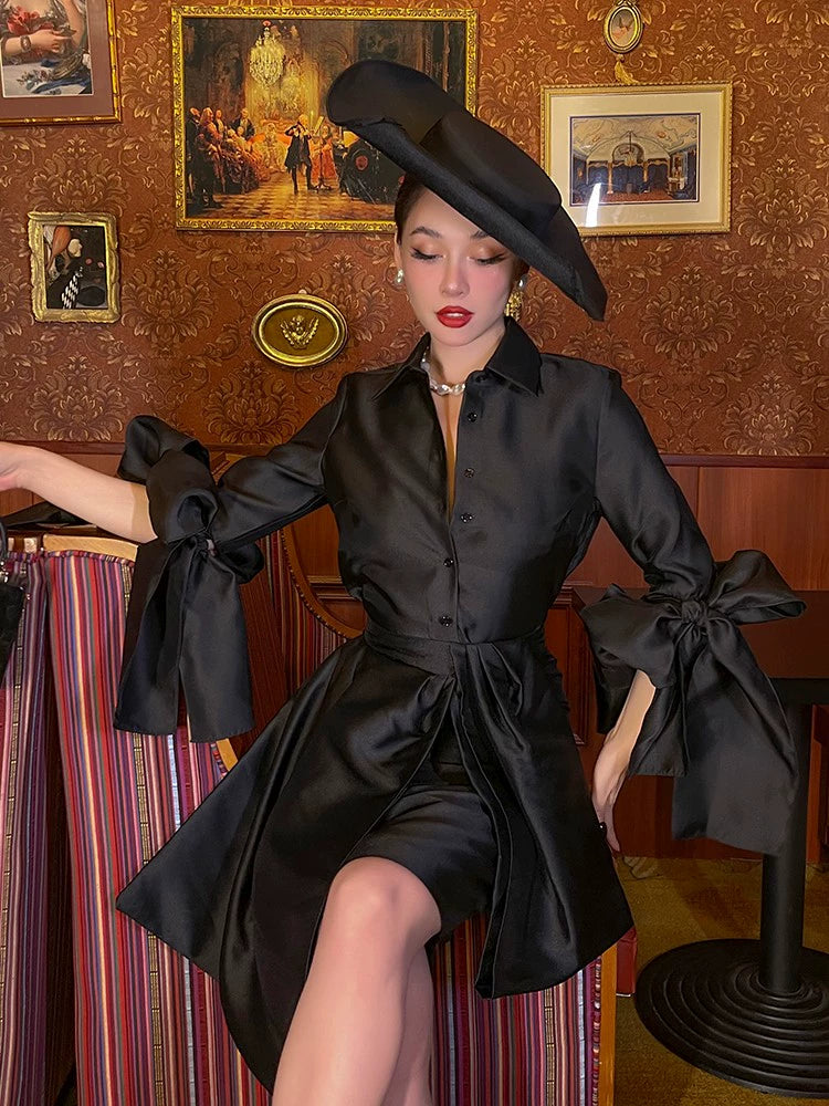 Le Palais Vintage Original Vintage Black Irregular Luxury High-waisted Pencil Skirt-GAL