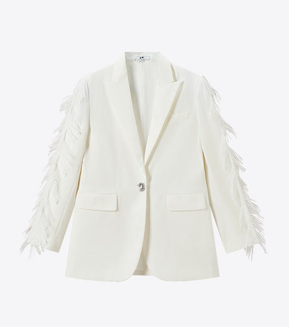 COMME MOI Lu Yan designer new women's fringed lace triacetic acid wide suit - WORRY.