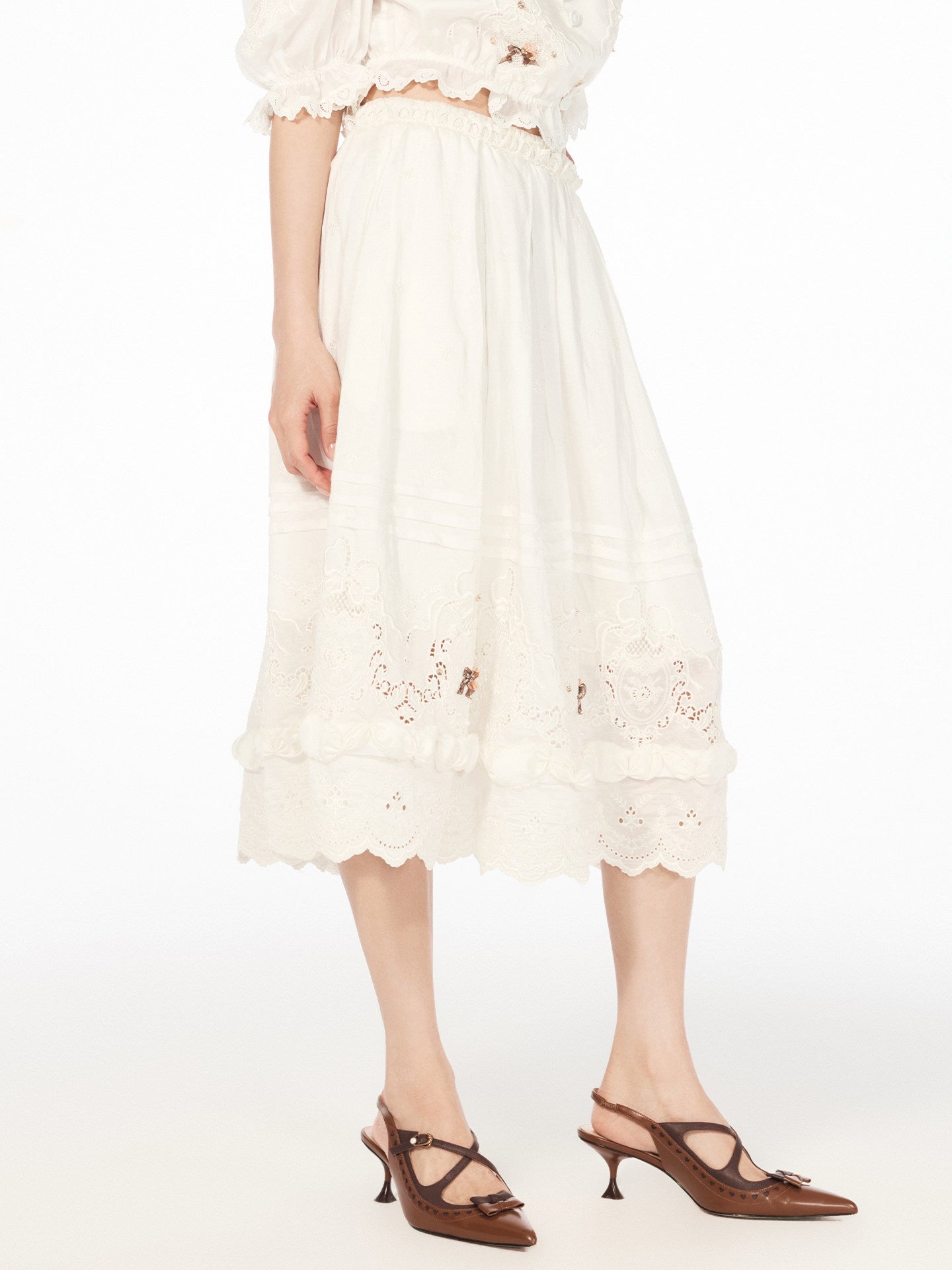 FAME retro rococo embroidered beaded temperament long skirt - NOAH