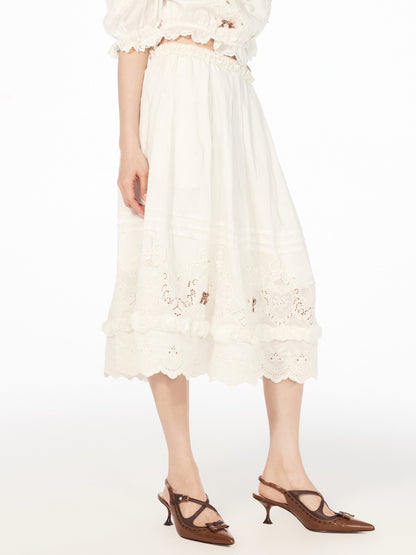 FAME retro rococo embroidered beaded temperament long skirt - NOAH