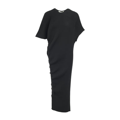 ZHUCHONGYUN Black Loose Drop Shoulder Design Knitted Dress--GRELL.